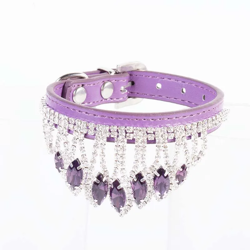 Bling ювелирные изделия с алмазами Роскошные ошейник для собак кожаный для свадьбы Удобная Собака цепочки и ожерелья домашних животных Прочный воротник дл