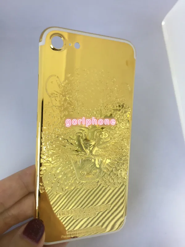 Новое хорошее качество Замена роскошный корпус шасси для iphone 7 задняя сторона 24 k зеркало золото леопард батарея Дверь с логотипом+ кнопки