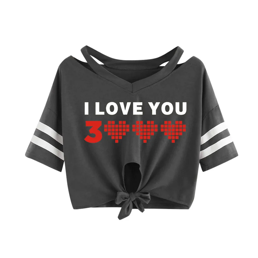 Женская короткая футболка с принтом I Love You JAYCOSIN Повседневная короткими рукавами