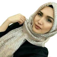 fashion brand glitter muslim scarf hijabs metallic wedding veil women islamic modest headwear sequins lurex headband 180x70cm