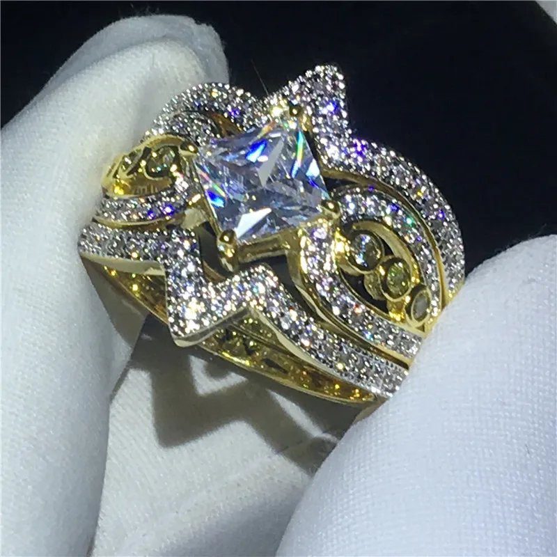 Unique Design ring sets Silver color AAAAA Cz Stone Anniversary wedding band for women Men Party jewelry | Украшения и аксессуары