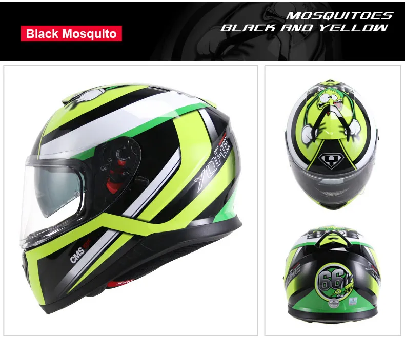 Vcoror полный уход за кожей лица moto rcycle шлем YOHE с внутренним солнцезащитным черным щитом moto rbike шлем YH 976 изготовлен из ABS полное покрытие moto шлем