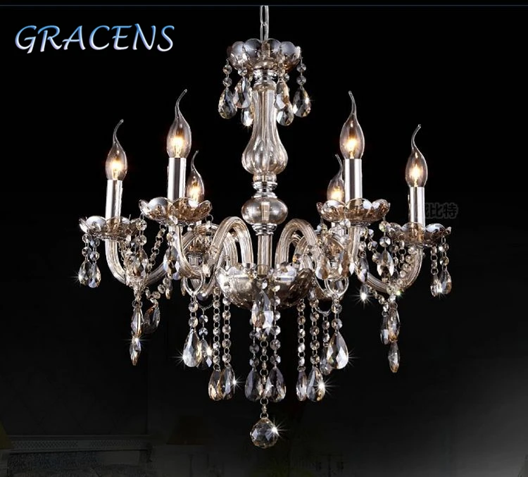 2015 Free Shipping 6 Arms Modern Crystal Chandelier Lustre Light with 100% K9 Pendants (B CCSP8006-6) D550mmXH600mm | Освещение