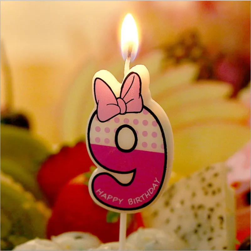 Pink 9 1 шт розовый и голубой номер 0-9 Минни Маус свечи для дня рождения украшение свечей для детского дня рождения бабочка дизайнерские свечи - Цвет: Pink 9