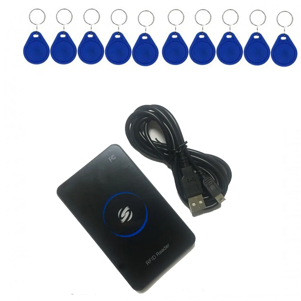 reader and 10keys 125 кГц RFID считыватель ключей для карт EM4100 USB датчик приближения считыватель смарт-карт для контроля доступа - Цвет: reader and 10keys