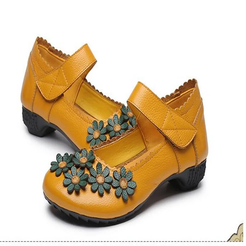 RUSHIMAN 2021 Spring New Handmade Genuine Leather Single Shoes Soft Casual Flat Shoes Women Flats Mother Shoes Size 35-40