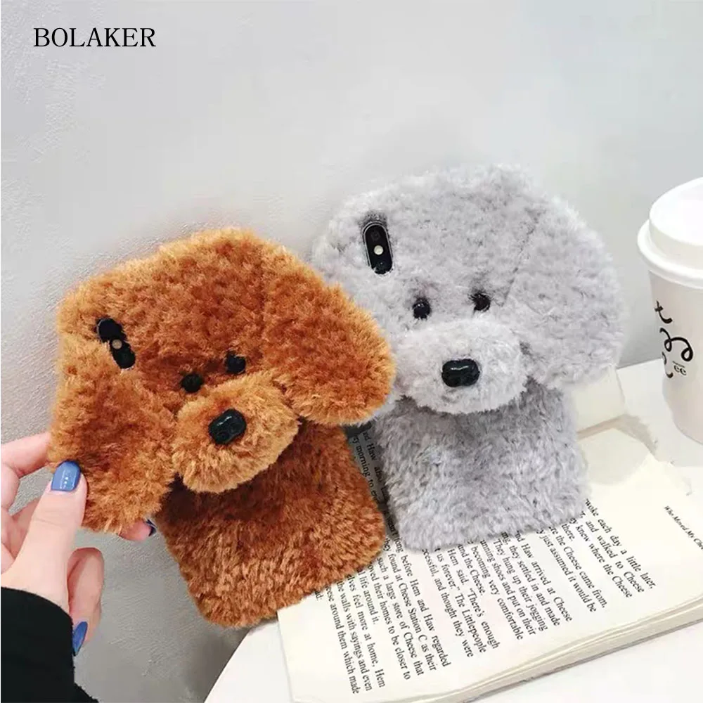BOLAKER модная плюшевая собака Apple мобильный телефон чехол для iPhone 6/6s/6s plus/7/7 plus/8/8 plus/x/xr/xs max