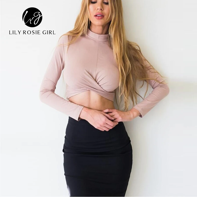 Lily Rosie/осенние белые сексуальные повседневные женские блузки с круглым вырезом и