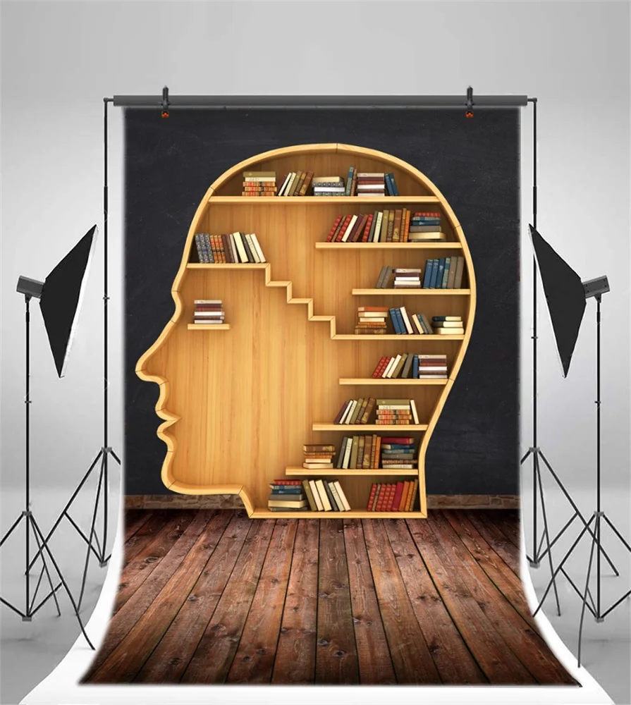 Laeacco деревянная полка мозга книга деревянный пол ребенка исследование фото Фоны