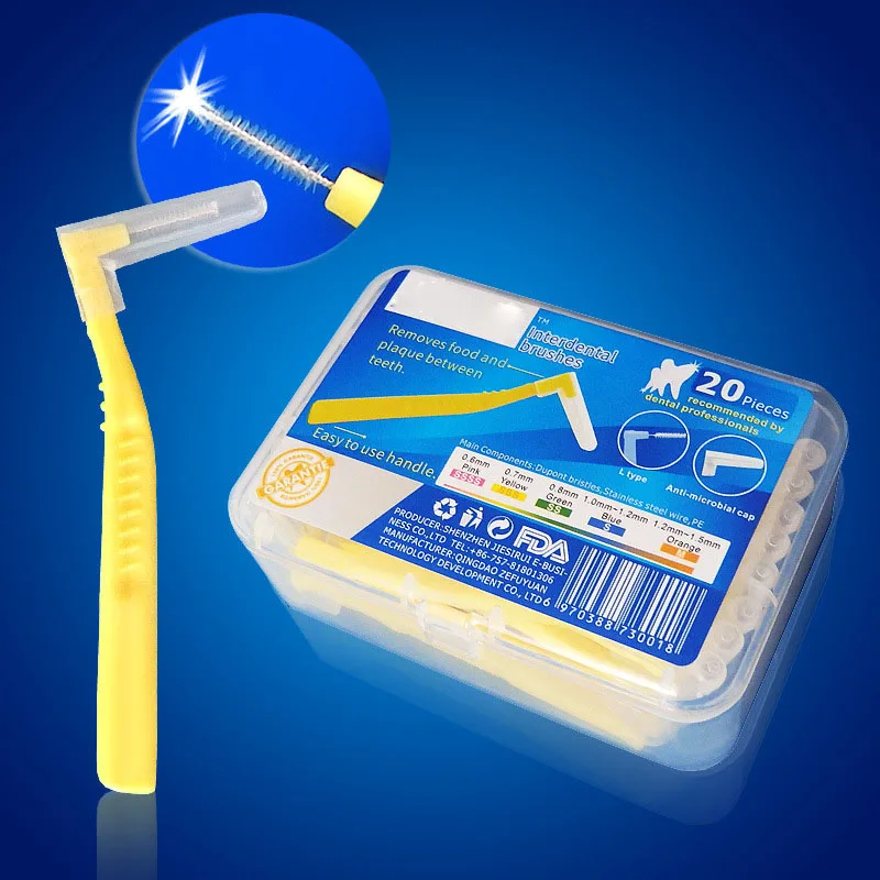 

20 шт., L-образная межзубная щетка 0,6 мм