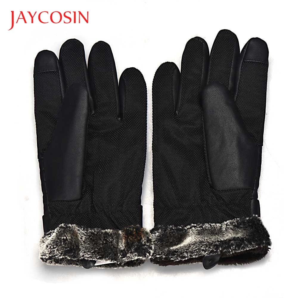 JAYCOSIN мужские теплые противоскользящие зимние спортивные кожаные перчатки с