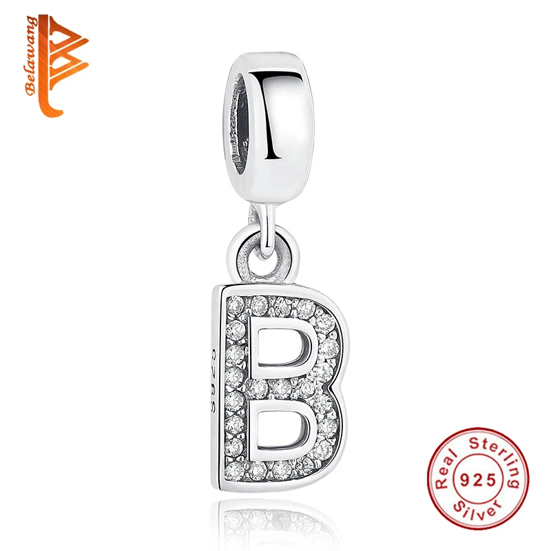 100% Authentic 925 Sterling Silver Alphabet A-Z Letter Charms Beads Fit Original Bracelet Necklace DIY Jewelry Making | Украшения и