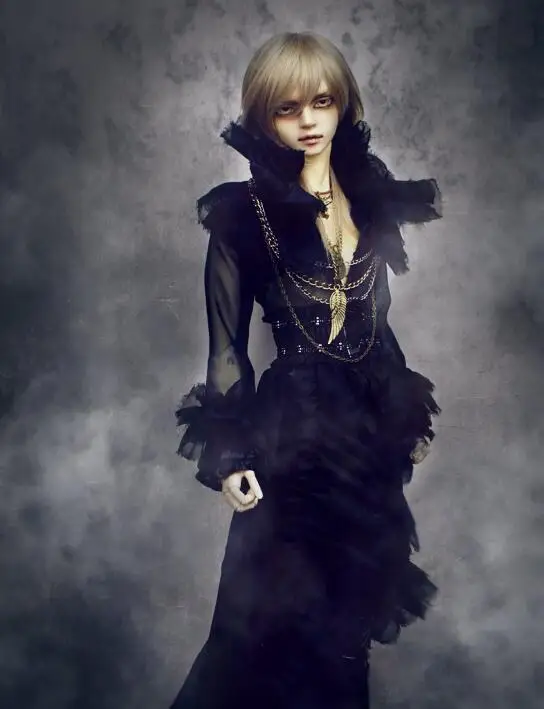 Новое дядя 1/3 BJD мальчик SD Кукла Одежда Черный готический длинное черное газовое