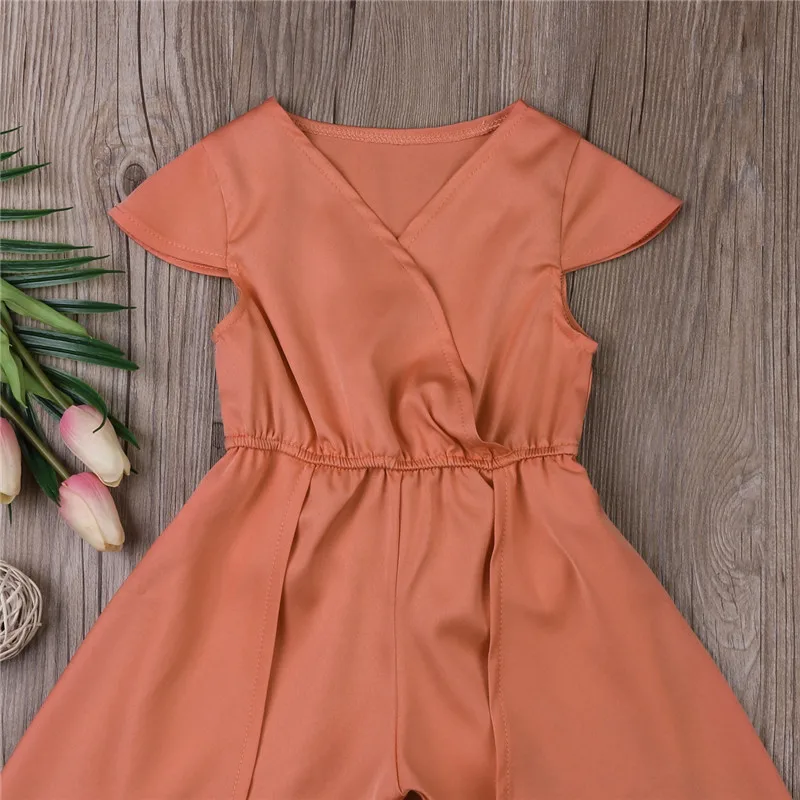 Fashion Toddler Baby Girls Kids Clothing Short Sleeve Solid Color Back Long Front Romper Dress Holiday Party Clothes 6M-4T | Детская