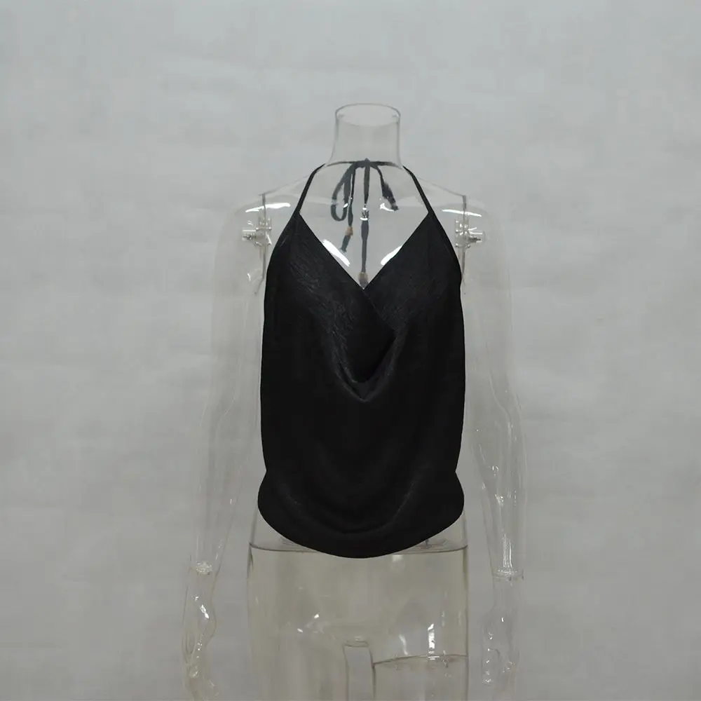 Сексуальный женский топ с открытой спиной и v-образным вырезом белый черный
