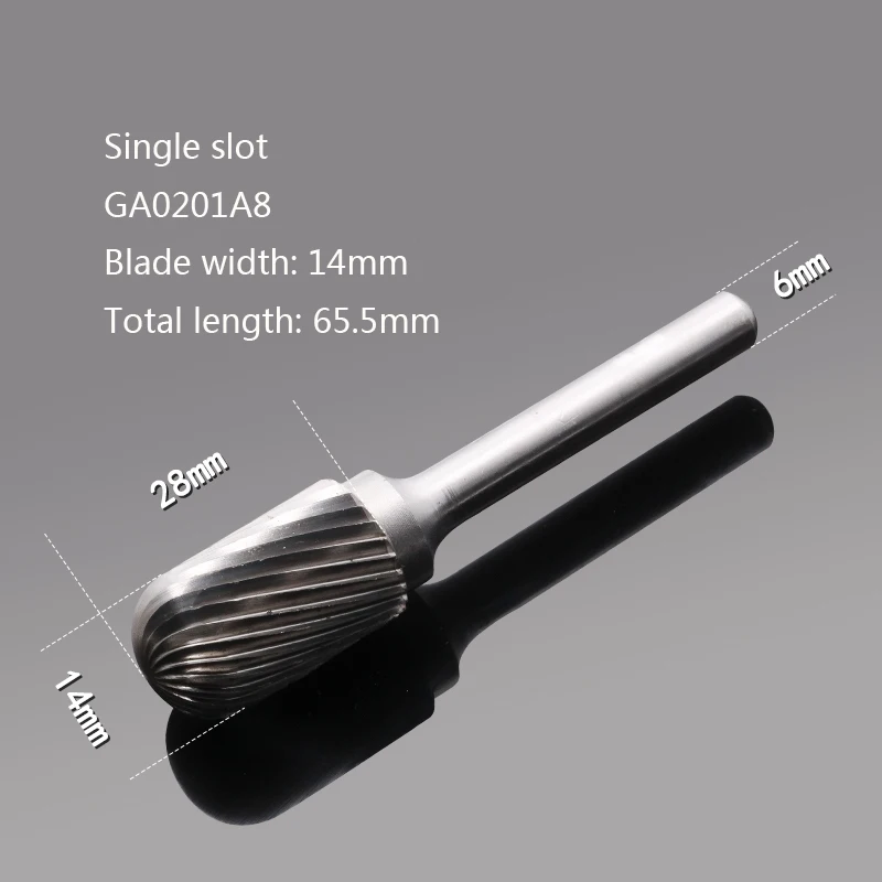 Single slot 14mm Вольфрамовая сталь твердого металла Шлифовальная головка сплав роторное Фрезерование резак резьба по дереву u-стальной файл c-образный цилиндрический шар головка - Цвет: Single slot 14mm