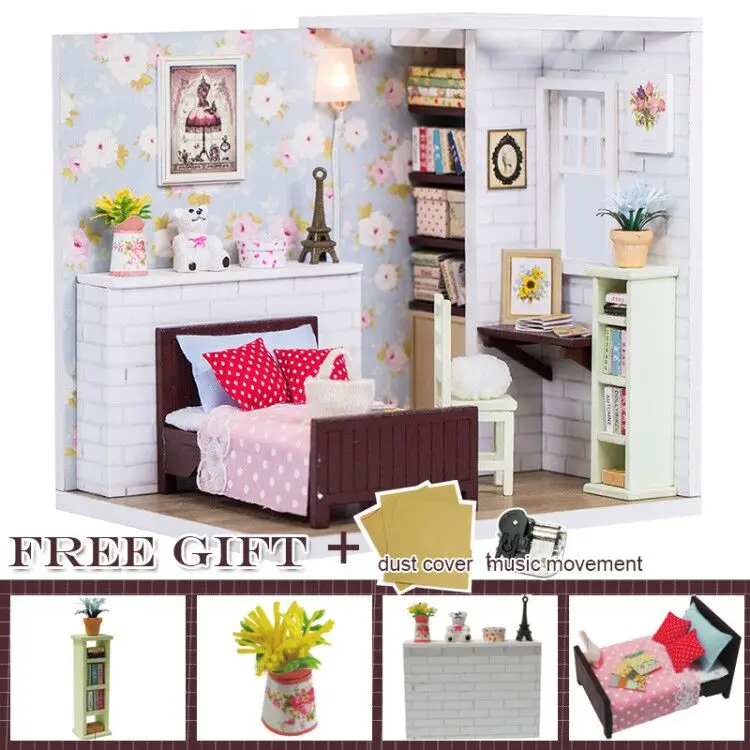 M09F-C Кукольный домик Cutebee миниатюрная мебель кукольный домик DIY Миниатюрные домики комнаты Каса игрушки для детей DIY кукольный домик M09F - Цвет: M09F-C