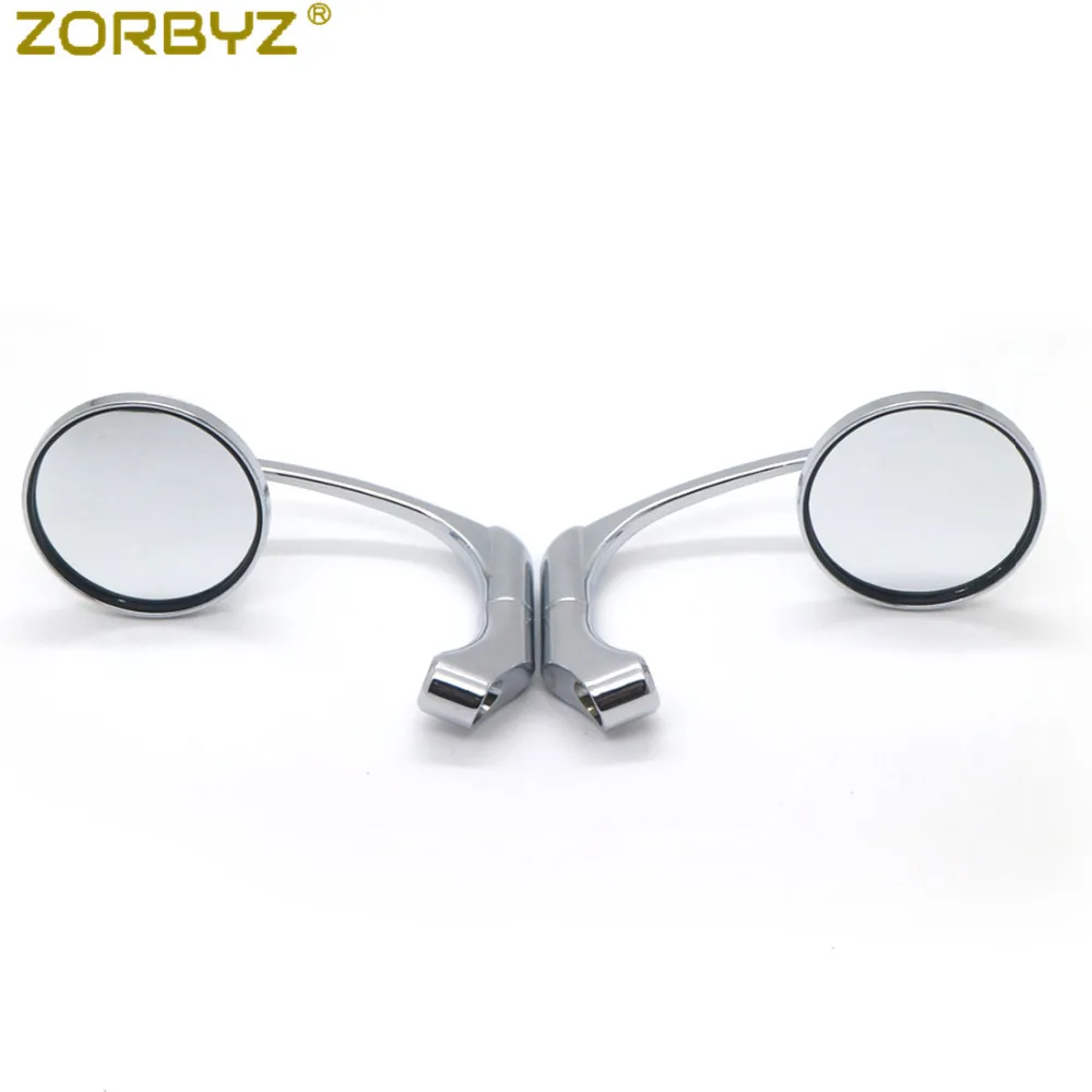 ZORBYZ мотоциклетные черные/хромированные ретро круглые боковые зеркала заднего