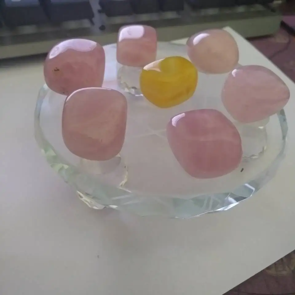 

Seven Star Array Natural STAR Rose Quartz Crystal with Plate