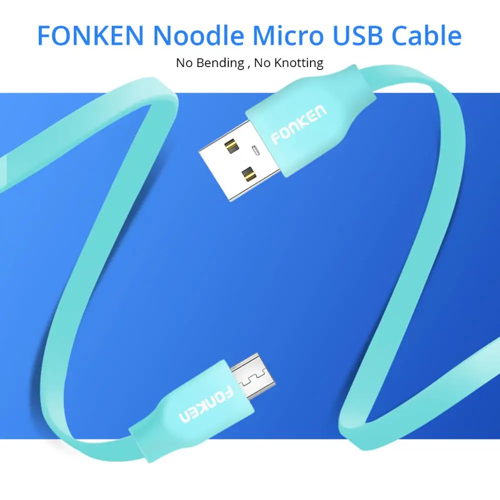 FONKEN Micro USB кабель Быстрая зарядка для телефона кабель Лапша Android телефон power bank 30 см 1 м зарядный Micro шнур