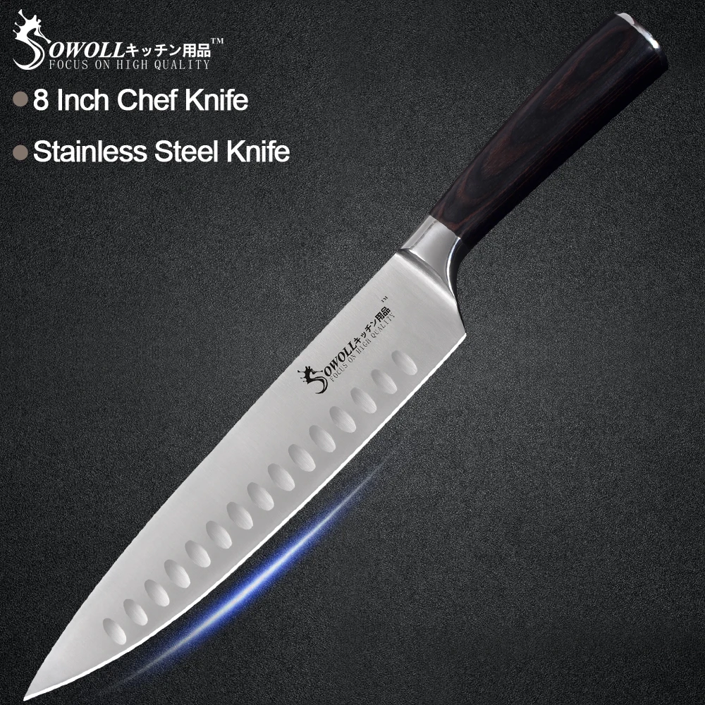 Sowoll Stainless Steel Chef Knife 8'' Good Toughness Sharp Blade Non-slip Handle Kitchen Gadgets Cooking Tools Accessory | Дом и сад