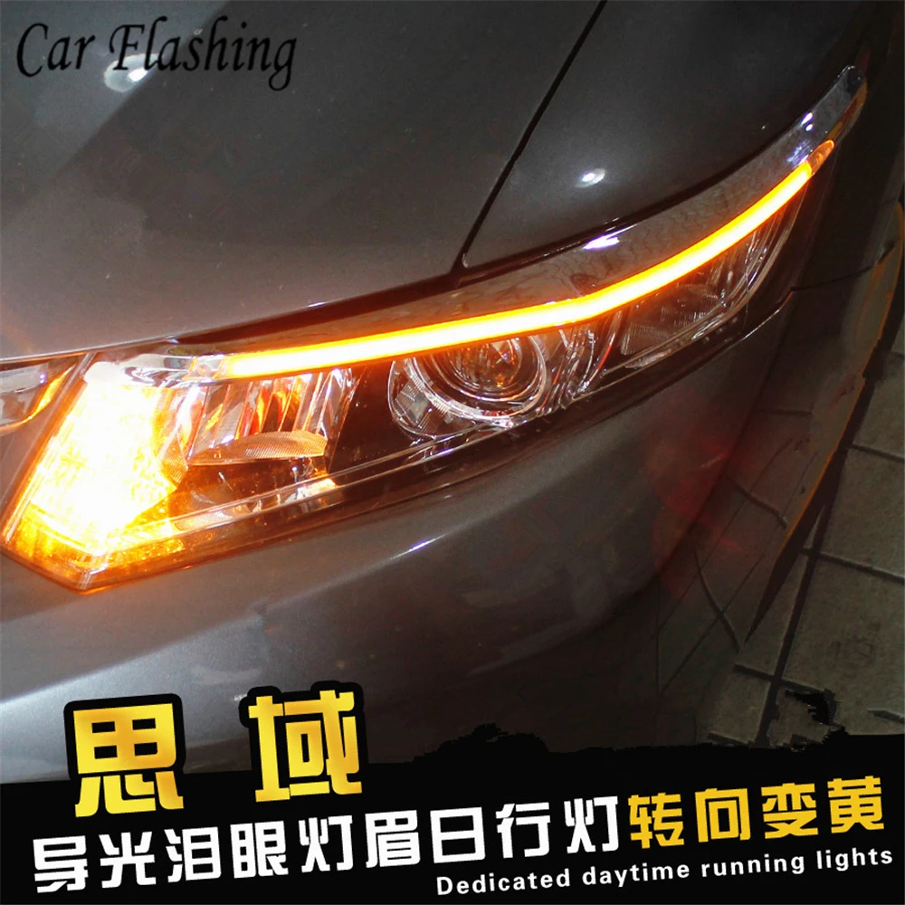 2 шт. автомобилей головной светильник бровей украшения желтый указатель поворота