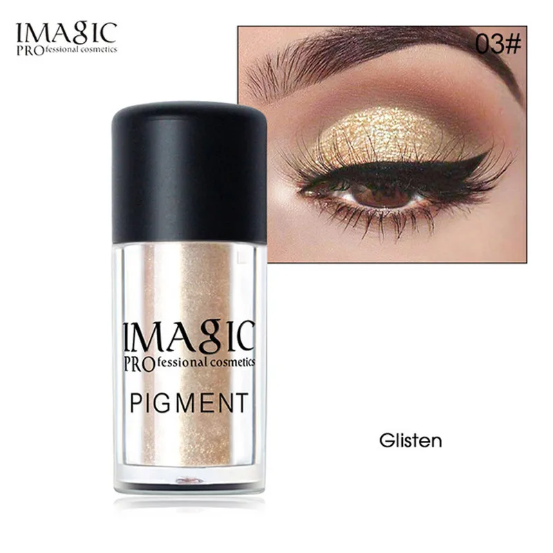 03 IMAGIC блеск для век металлик Loose Powder Водонепроницаемый Shimmer пигменты 9 Цвета тени для век с Кисточки для макияжа - Цвет: 03