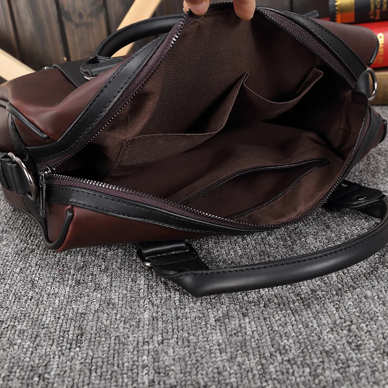 

New Large Capacity Men's Handbag Shoulder Bag 2019 Casual Briefcase PU Leather Men Business Laptop Crossbody Bags Famous Brands