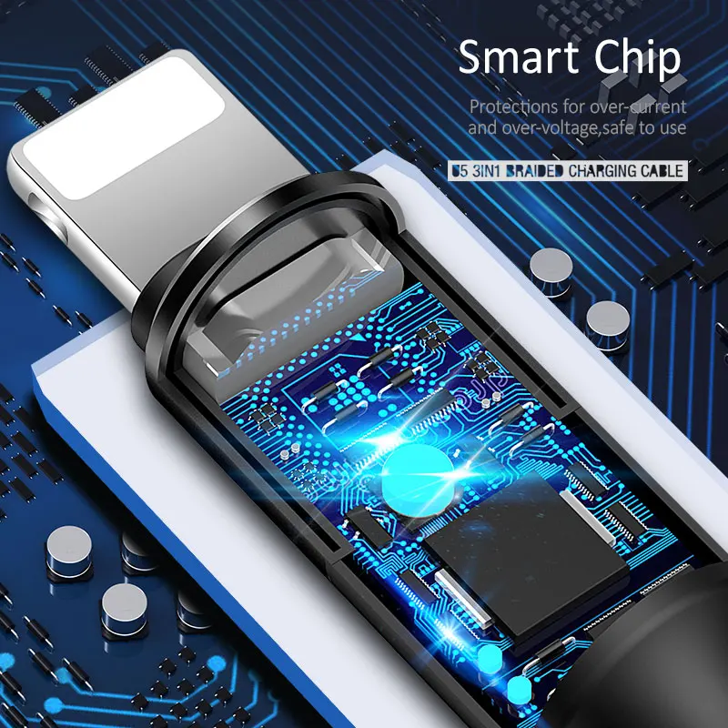 3 в 1 Кабели для мобильных телефонов USAMS usb кабель c samsung нейлоновый Micro зарядки iPhone x