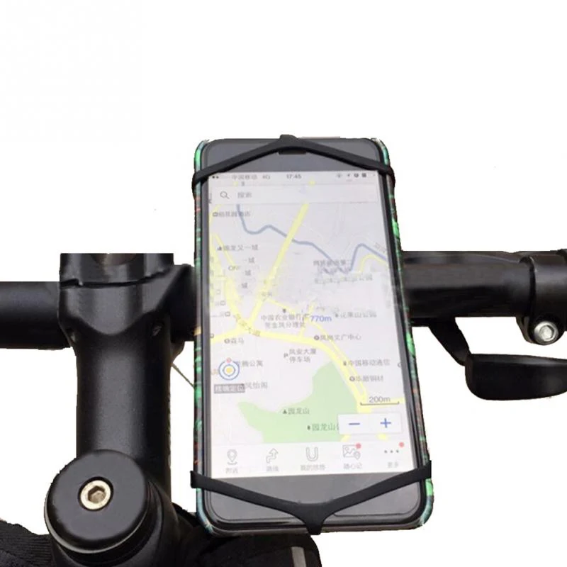 Pushingbest Silicone Rubber Elastic Security Band Bike Mount Phone Holder Universal Car Cradle Stand for |