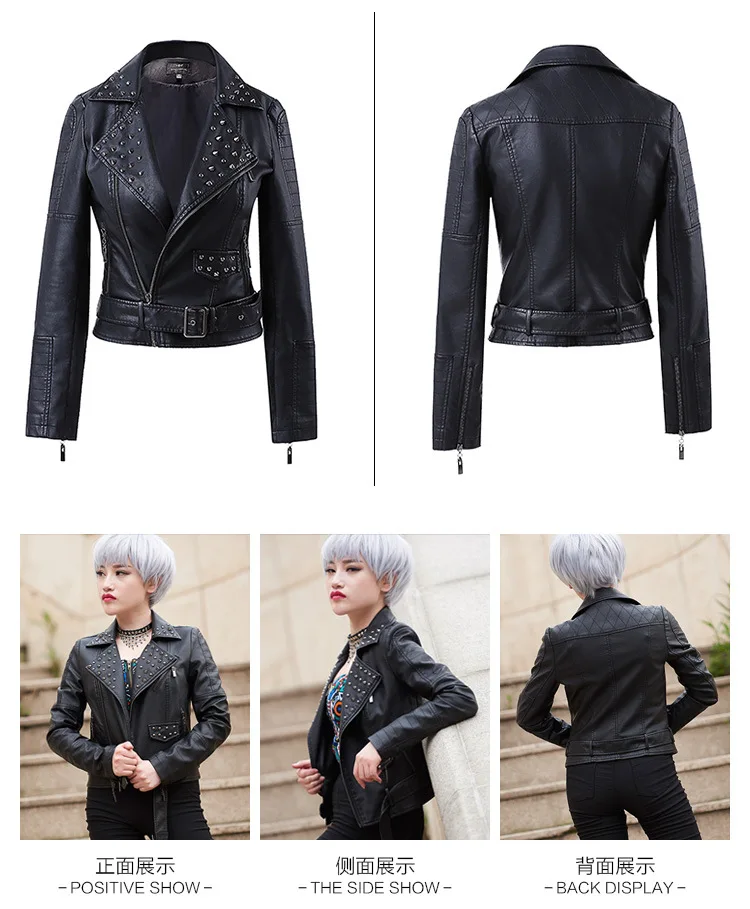 Заклепки мотоциклетные кожаные куртки женские 2019 Модные Steerwear черного и красного