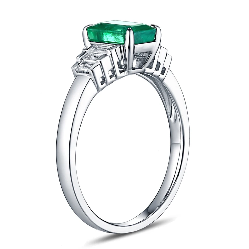 CaiMao 1,03 ct натуральный изумруд 14KT/585 Белое золото 0,22 ct багет алмаз обручальное кольцо ювелирные изделия драгоценный камень