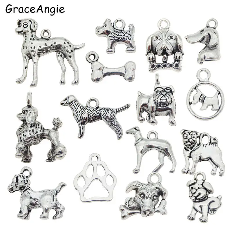 GraceAngie 15 шт Смешанные щенок собака Подвески для изготовления ювелирных изделий