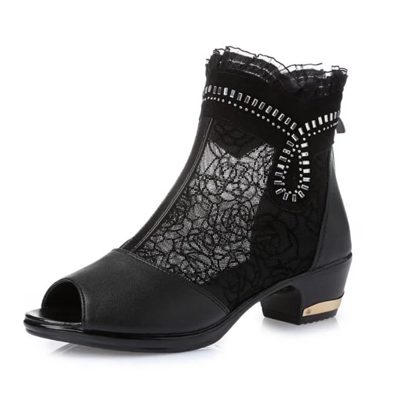 Лидер продаж 2020 новинка обувь из воловьей кожи с открытым носком сетчатые стразы