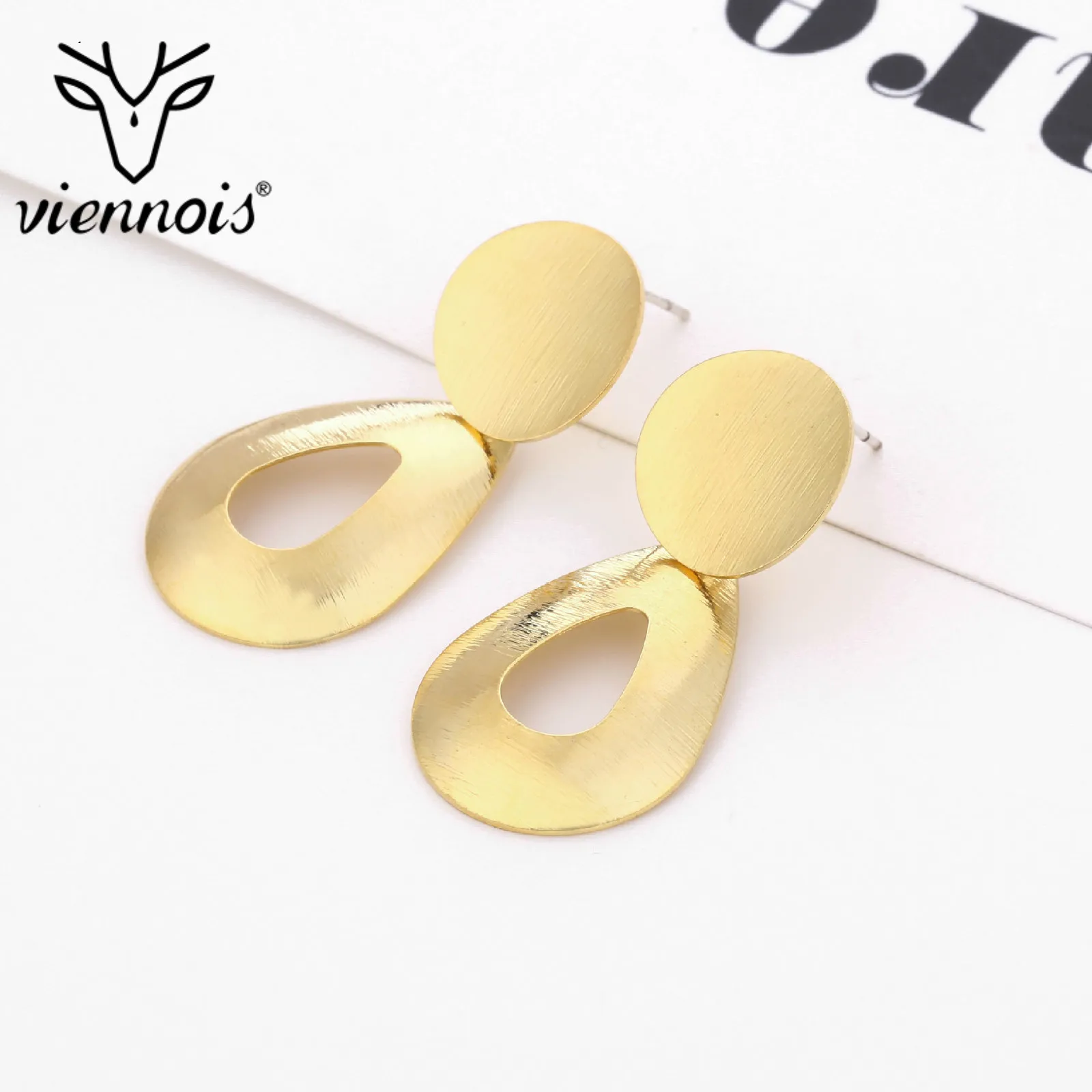 

Viennois Gold Color Round Drop Earrings for Women Dubai Wedding Earrings Trendy Statement Jewelry Fashion Girls Party Gift