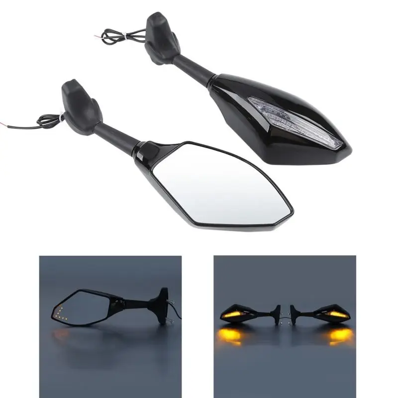 Универсальный L & R мотоцикл LED Спорт гоночный велосипед боковые зеркала заднего
