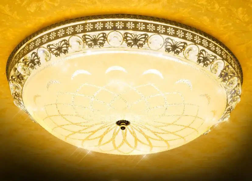 

Gold circle crystal lamp bedroom modern brief led ceiling light lighting
