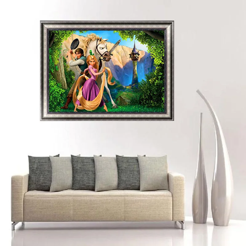 Алмазная 5D картина сражение принцессы и принца с полными квадратными/круглыми