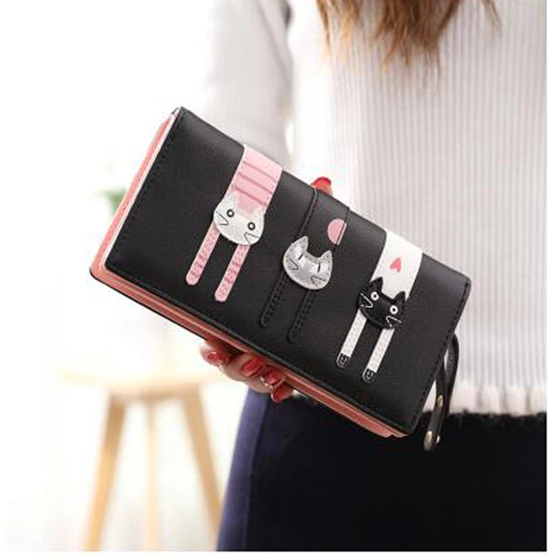 Новинка Модный женский кошелек конверт с котом мультяшный длинный креативный