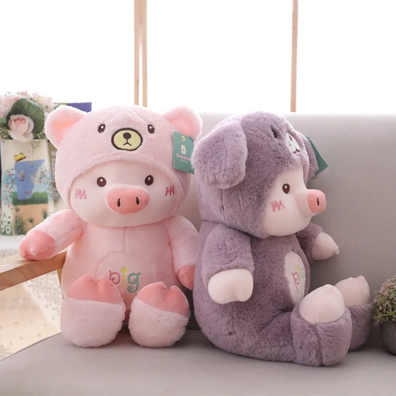 50 см милые плюшевые игрушки мультяшная свинка с шапкой Kawaii мягкий Кот медведь