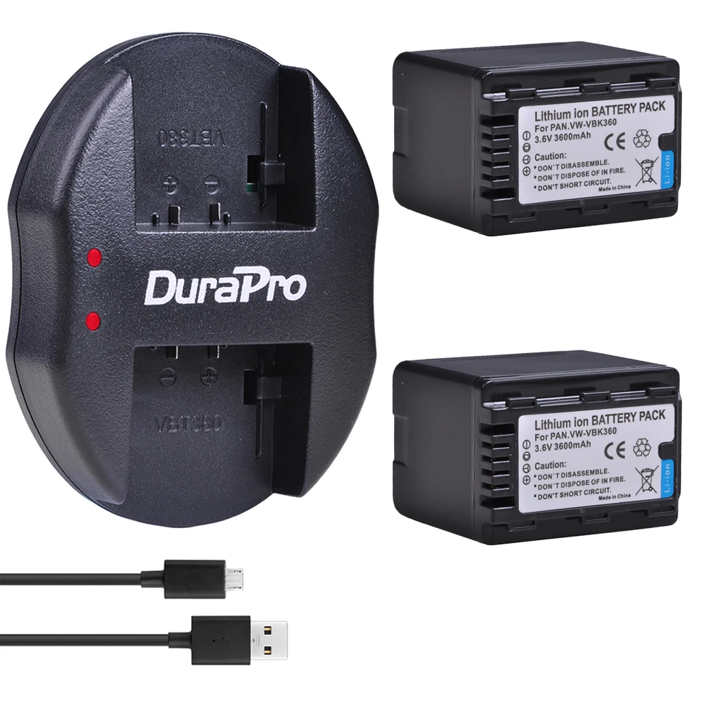 Аккумулятор для камеры VW VBK360 3600 мА/ч 2 аккумулятора + USB зарядное устройство Panasonic