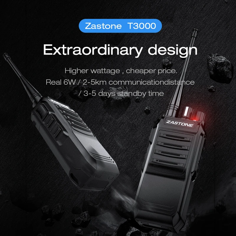 Zastone T3000 6W UHF 400-520mhz Walkie Talkie профессиональная CB радиостанция портативная охотничья радиостанция