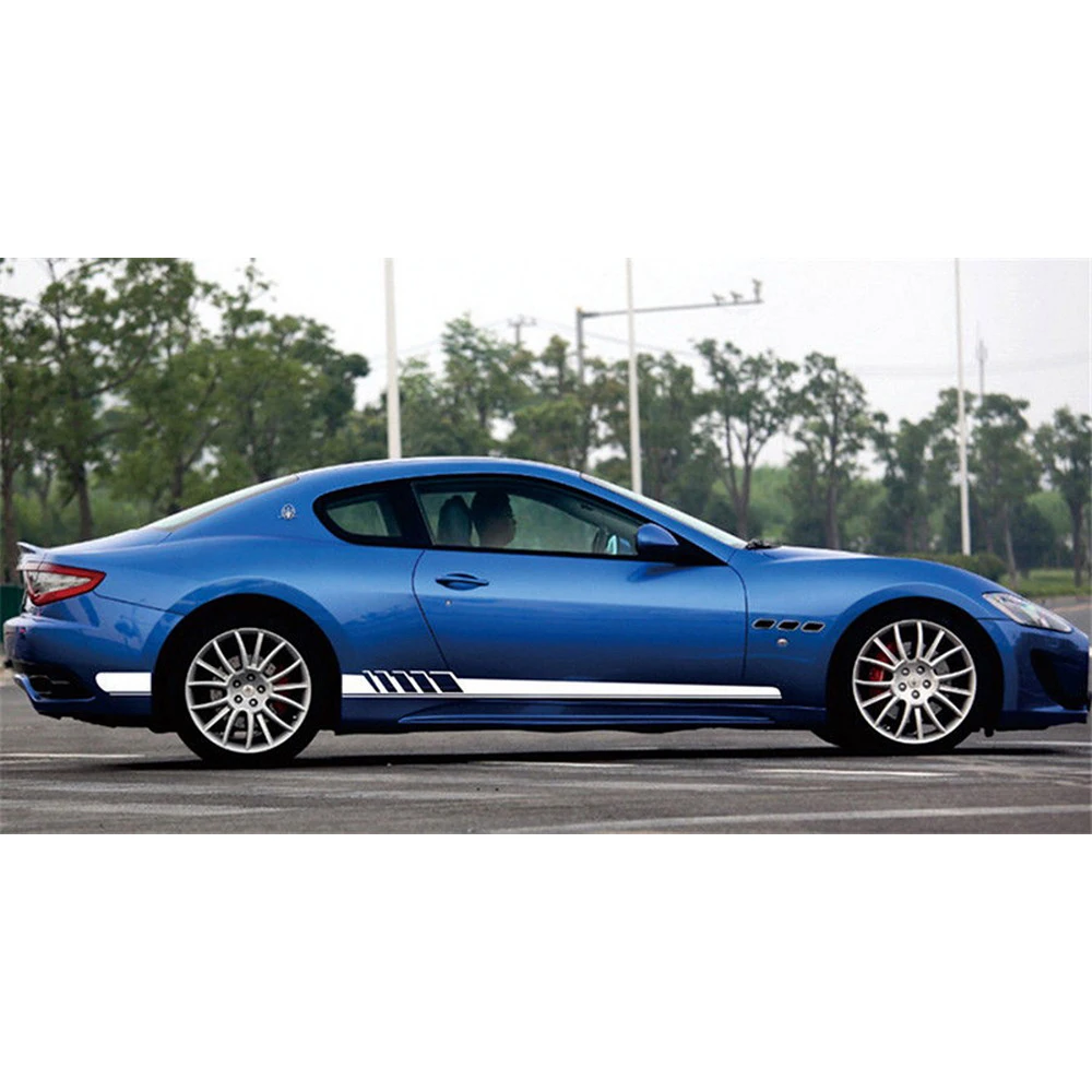 

2Pcs Car Vinyl Stripe Graphic Stickers Waterproof Sunscreen Sports Racing Stripe Stickers Car Body Side Door Decals