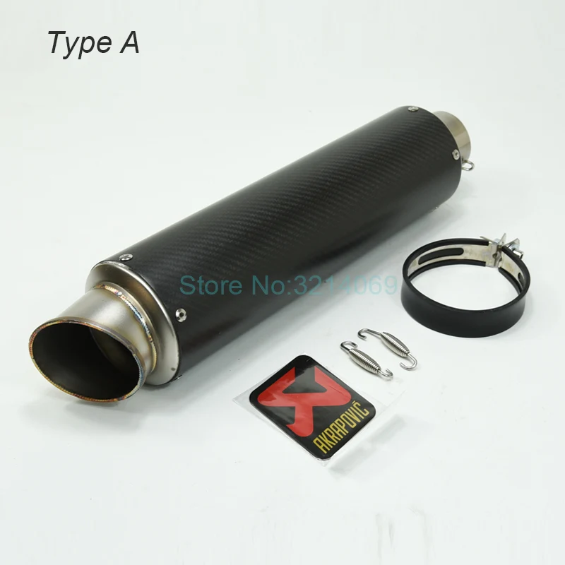Akrapovic Exhaust A Универсальный Впускной 61 мм скутер мотоцикл Выхлопная труба GP углеродное волокно гоночный мотоцикл S1000RR S1000R CBR1000 Akrapovic глушители - Цвет: Akrapovic Exhaust A