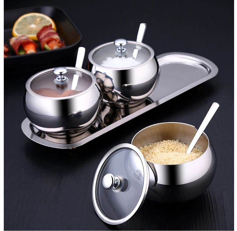 Простые домашние изделия Кухня Нержавеющая сталь приправа Коробки соль Коробки флип приправа Коробки набор 3 шт./компл. одна штука в упаковке