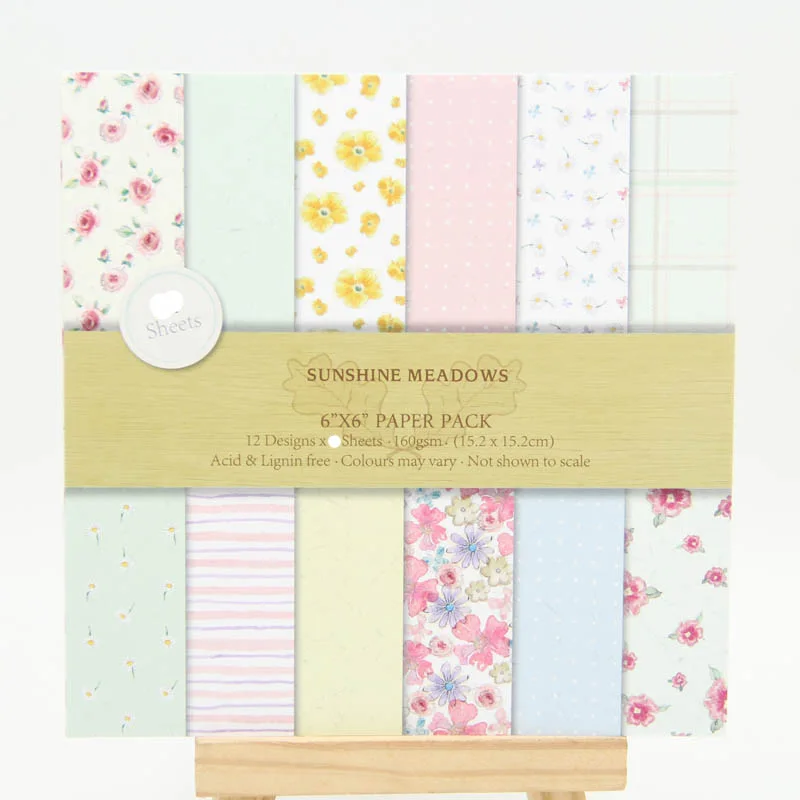 

KLJUYP 12pcs Sunshine Meadows Scrapbooking Pads Paper Origami Art Background Paper Card Making DIY Scrapbook Paper Craft