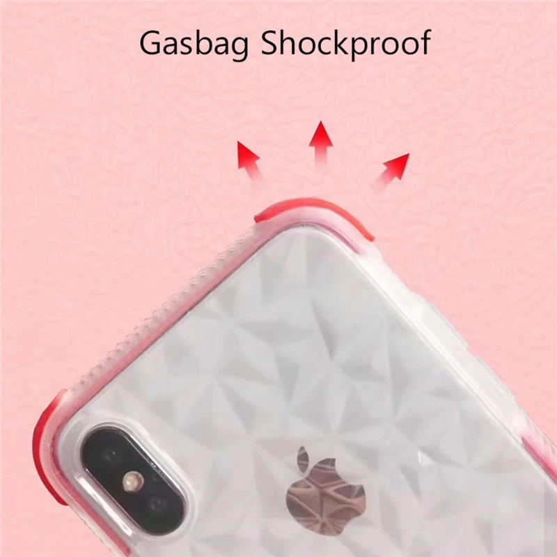 Diamond Gasbag Shockproof Case for iphone XR XS MAX X 7 6 6s 8 Plus Full Body Clear TPU Cover Samsung Galaxy S8 S9 |
