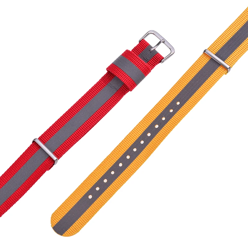 Reflective Nylon Strap Nato Strap Fabric Nylon Watchband Buckle Belt for 007 James Bond Watch Bands Colorful Rainbow