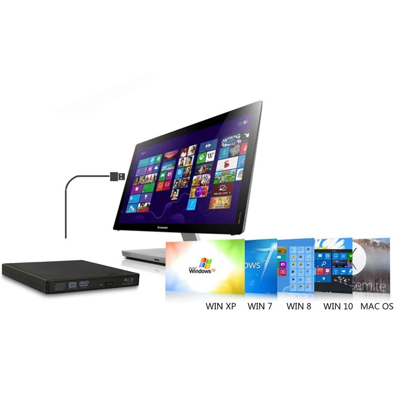 Внешний DVD привод Bluray USB 2 0 Blu Ray 3D 25 Гб 50 BD R CD/DVD RW записывающее устройство для