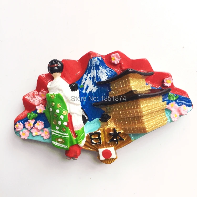Кимоно кукла крепление Fuji пейзаж высокого класса смолы 3D магниты на холодильник Япония туристические сувениры холодильник магнитная Стикеры
